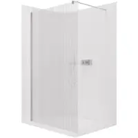 CERANO - Box doccia Walk-in Onyx Round L/P - 8 mm - montante rotondo - cromato, vetro rigato - 100x200 cm
