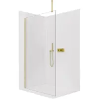 CERANO - Box doccia Walk-in Onyx Top Round L/P - 8 mm - montante rotondo - dorato, vetro trasparente - 30x200 cm