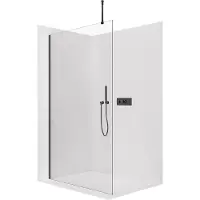 CERANO - Box doccia Walk-in Onyx Top Round L/P - 8 mm - montante rotondo - nero opaco, vetro trasparente - 80x200 cm