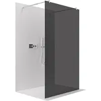 CERANO - Box doccia Walk-in Onyx Duo L/P - 10 mm - montante arrotondato - cromato, vetro grafite - 100x200 cm
