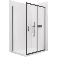CERANO - Box doccia Orlano L/P - 5 mm - vetro nero opaco e trasparente - 120x90x195 cm - scorrevole