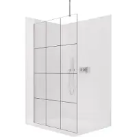 CERANO - Box doccia Walk-in Onyx Top Round L/P - 8 mm - montante rotondo - cromato, vetro industriale - 100x200 cm
