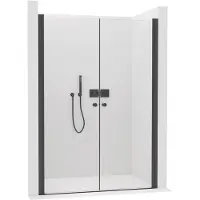 CERANO - Porta per doccia a due ante Antelo L/P - 6 mm - nero opaco, vetro trasparente - 160x190 cm