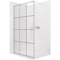 CERANO - Box doccia Walk-in Onyx Round L/P - 8 mm - montante rotondo - cromato, vetro industriale - 100x200 cm