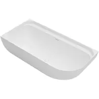 CERANO - Vasca da bagno freestanding in marmo colato Valeria, versione sinistra - bianco opaco - 150x80 cm