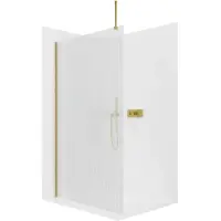 CERANO - Box doccia Walk-in Onyx Top Round L/P - 8 mm - montante rotondo - dorato, vetro rigato - 60x200 cm
