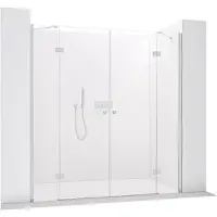 CERANO - Porta per doccia a 2 ante Marino L/P - 6 mm - cromata, vetro trasparente - 198(99+99)x190 cm
