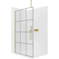 CERANO - Box doccia Walk-in Onyx Top Round L/P - 8 mm - montante rotondo - dorato, vetro industriale - 160x200 cm