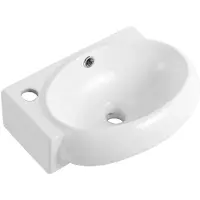 CERANO - Lavabo in Vetroceramica - da appendere - Avorio - versione sinistra - bianco lucido - 43x29 cm