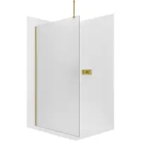 CERANO - Box doccia Walk-in Onyx Top Round L/P - 8 mm - montante rotondo - dorato, vetro smerigliato - 40x200 cm