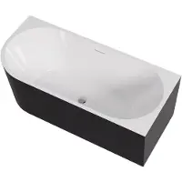 CERANO - Vasca da bagno freestanding in acrilico Bianco, versione destra - nero opaco/bianco lucido - 150x74 cm