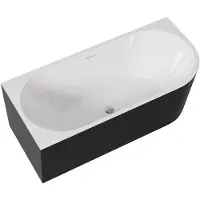 CERANO - Vasca da bagno freestanding in acrilico Bianco, versione sinistra - nero opaco/bianco lucido - 170x79 cm