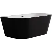 CERANO - Vasca da bagno freestanding in acrilico Grazia, a parete - nero opaco/bianco lucido - 170x79 cm