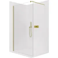 CERANO - Box doccia Walk-in Onyx Round L/P - 8 mm - montante rotondo - dorato, vetro trasparente - 40x200 cm