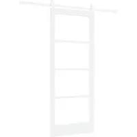vidaXL Porta scorrevole ORKDAL Bianca 83 x 202 cm in legno massello di pino e vetro