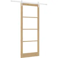 vidaXL Porta scorrevole ORKDAL Naturale 93 x 232 cm in legno massello di pino e vetro