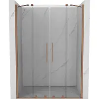 Mexen Velar Duo porte doccia scorrevoli 150 cm, trasparente, rame spazzolato - 871-150-000-02-65