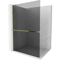 Mexen Kioto+ L parete doccia con mensola Walk-in 90 x 200 cm, grafite, oro - 800-090-123-50-40