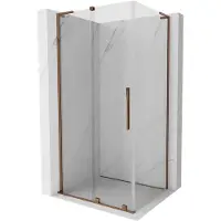 Mexen Velar L cabina doccia scorrevole 90 x 80 cm, trasparente, oro rosa - 871-090-080-03-60