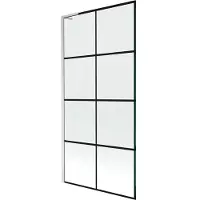 Mexen Next L paratia per vasca da bagno a 1 anta 90 x 150 cm, griglia nera, nichel spazzolato - 895-090-000-03-77-97