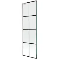 Mexen Next L paratia da vasca da bagno 1-antina 60 x 150 cm, griglia nera, nichel spazzolato - 895-060-000-03-77-97