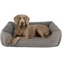 Lionto divano per cani , letto moderno per cani con fondo antiscivolo, sfoderabile e interno in peluche, 110x80 cm, grigio