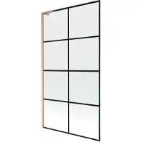 Mexen Next L paratia vasca da bagno a 1 anta 100 x 150 cm, griglia nera, rame spazzolato - 895-100-000-03-77-65