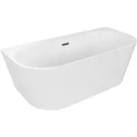 Mexen Oval+ vasca da bagno freestanding a parete 170 x 80 cm, bianca, tracimazione gun gray spazzolato - 52681708000-66