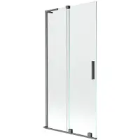 Mexen Velar L parete da vasca a 2 ante scorrevoli 95 x 150 cm, trasparente, grigio canna di fucile spazzolato