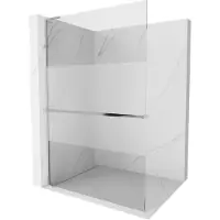 Mexen Kioto+ L parete doccia con mensola Walk-in 120 x 200 cm, trasparente/smerigliato, cromo - 800-120-123-01-35