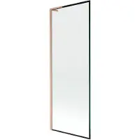 Mexen Next L paravento vasca da bagno 1 anta 70 x 150 cm, cornice nera, rame spazzolato - 895-070-000-03-70-65