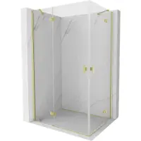 Mexen Mist-H Duo cabina doccia a battente sinistra 115 x 110 cm, trasparente, oro spazzolato - 8A5-115L-110P-55-00