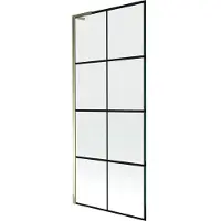 Mexen Next L paravento per vasca da bagno a 1 anta 80 x 150 cm, griglia nera, dorato - 895-080-000-03-77-50