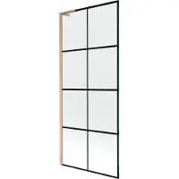 Mexen Next L parete doccia a 1 anta 80 x 150 cm, griglia nera, rame spazzolato - 895-080-000-03-77-65