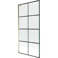Mexen Next L paravento da vasca 1-anta 90 x 150 cm, griglia nera, dorato - 895-090-000-03-77-50