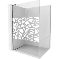 Mexen Kioto L parete doccia Walk-in 80 x 200 cm, motivo bianco, grigio canna spazzolato - 800-080-103-66-85