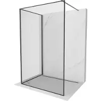 Mexen Kioto parete doccia Walk-in 100 x 90 cm, cornice nera, gun gray spazzolato - 800-100-212-66-70-090