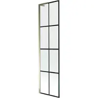 Mexen Next L paratia vasca da bagno ad anta singola 50 x 150 cm, griglia nera, dorata - 895-050-000-03-77-50