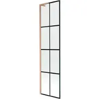 Mexen Next L paratia da bagno ad ala singola 50 x 150 cm, griglia nera, rame spazzolato - 895-050-000-03-77-65
