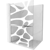 Mexen Kioto+ L pannello doccia con mensola Walk-in 110 x 200 cm, onda bianca, cromo - 800-110-123-01-97