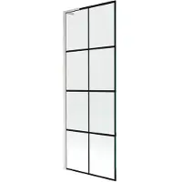Mexen Next L paratia per vasca da bagno a 1 anta 70 x 150 cm, griglia nera, nichel spazzolato - 895-070-000-03-77-97