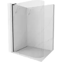 Mexen Kioto-R L parete doccia Walk-in arrotondata 100 x 200 cm, trasparente, nero - 800-100-103-70-06