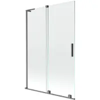 Mexen Velar L paravento da bagno a 2 ante scorrevoli 120 x 150 cm, trasparente, grigio canna di fucile spazzolato