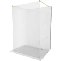 Mexen Kioto parete doccia autoportante 140 x 200 cm, righe 8 mm, oro spazzolato - 800-140-002-55-09