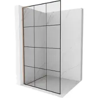 Mexen Kioto L parete doccia Walk-in 120 x 200 cm, griglia nera, rame spazzolato - 800-120-103-65-77