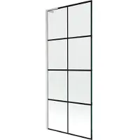 Mexen Next L paratia per vasca da bagno a 1 anta 80 x 150 cm, griglia nera, nichel spazzolato - 895-080-000-03-77-97