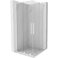 Mexen Velar L Duo cabina doccia scorrevole 80 x 80 cm, trasparente, bianca - 871-080-080-02-03-20