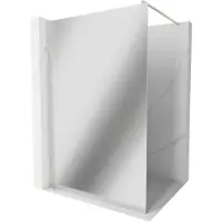 Mexen Kioto parete doccia Walk-in 140 x 200 cm, specchio 8 mm, nichel spazzolato - 800-140-101-97-50