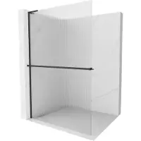 Mexen Kioto+ L pannello doccia con mensola Walk-in 80 x 200 cm, striato, nero - 800-080-123-70-09