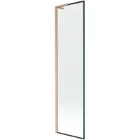 Mexen Next L paratia di vasca da bagno a 1 anta 50 x 150 cm, cornice nera, rame spazzolato - 895-050-000-03-70-65